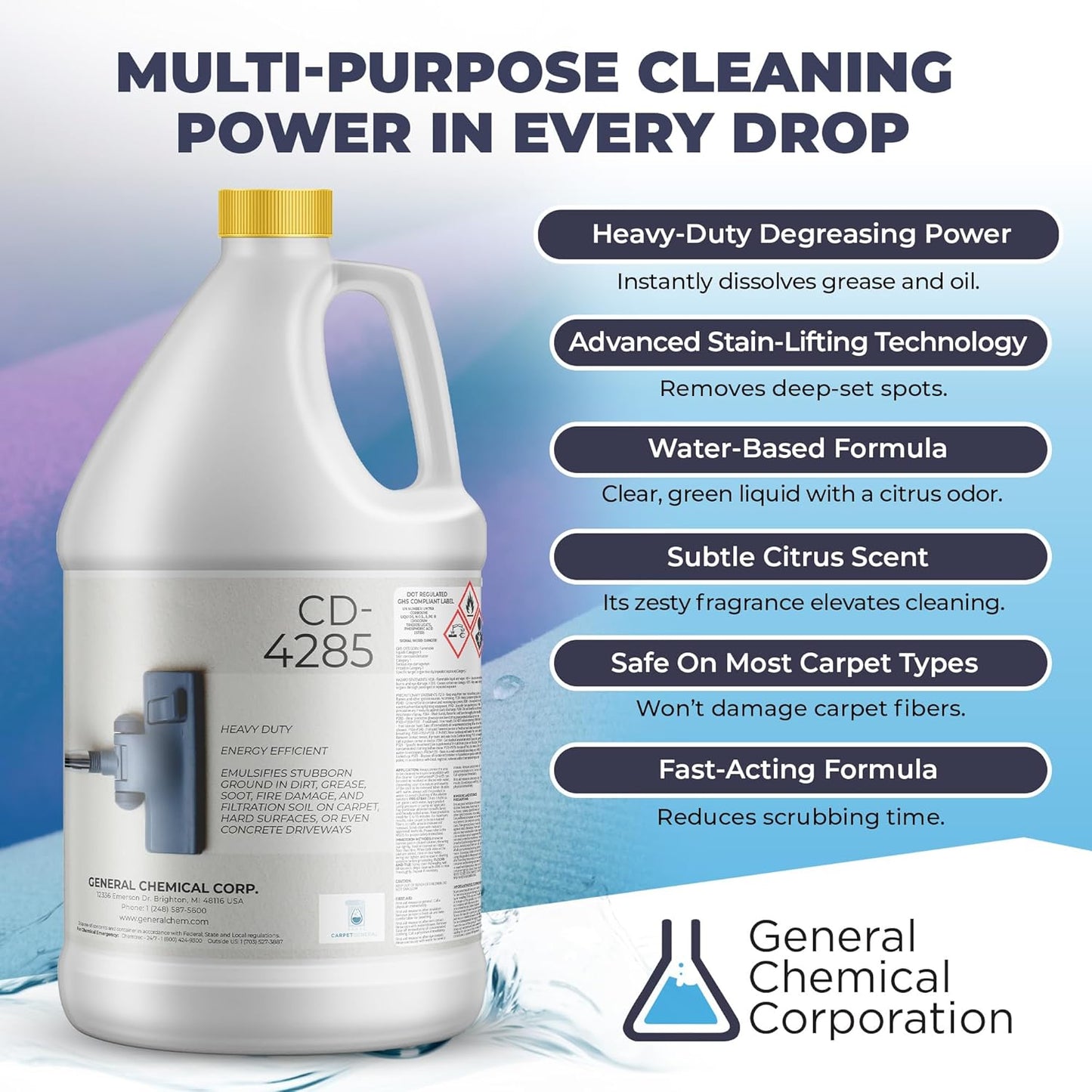 CarpetGeneral CD 4285 - Multi Purpose Carpet Degreaser, Stain Remover