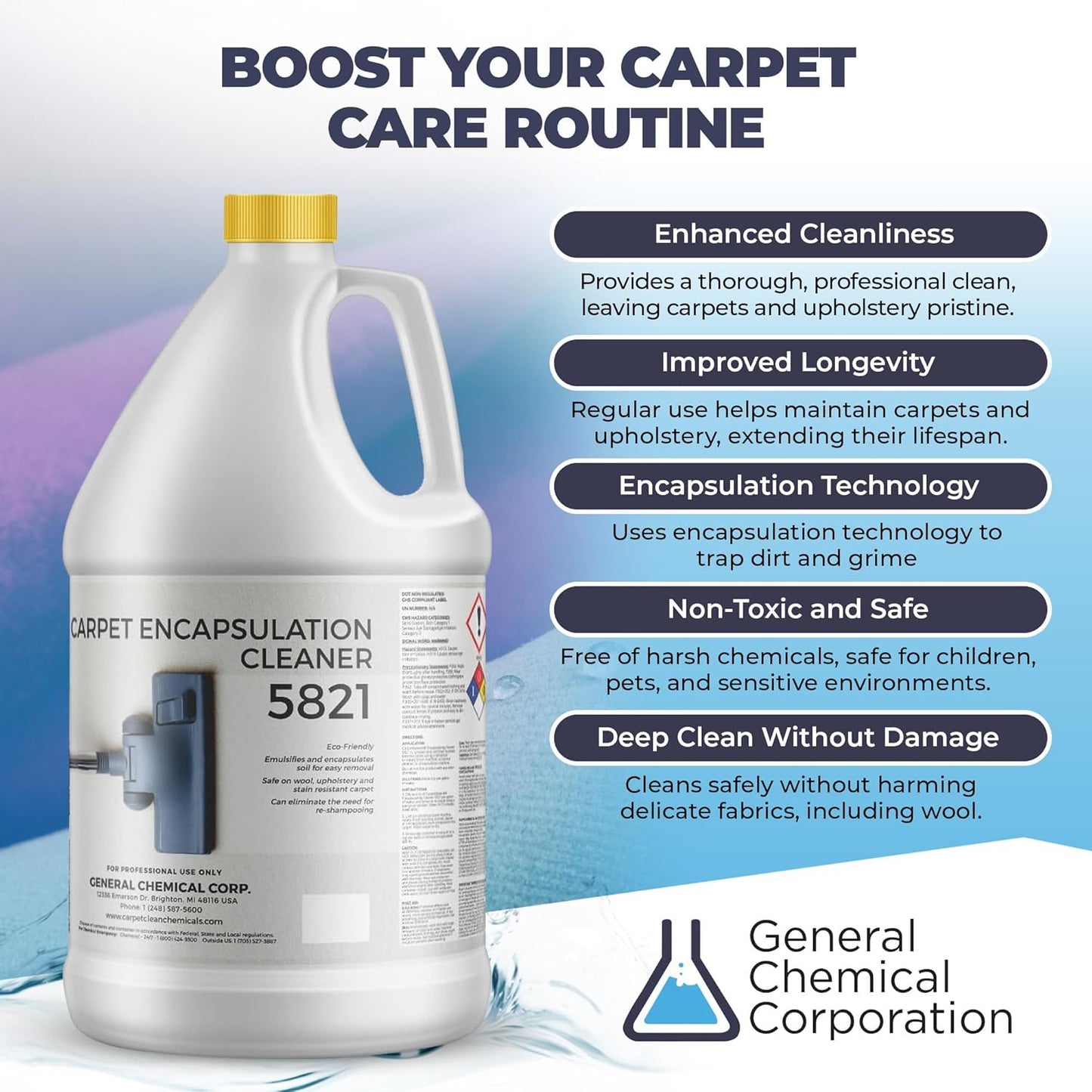 CarpetGeneral Encapsulating Cleaner 5821 - Capture Dirt and Grime and Vacuum it Away