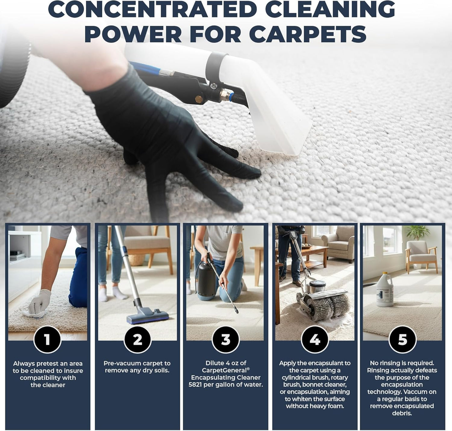 CarpetGeneral Encapsulating Cleaner 5821 - Capture Dirt and Grime and Vacuum it Away