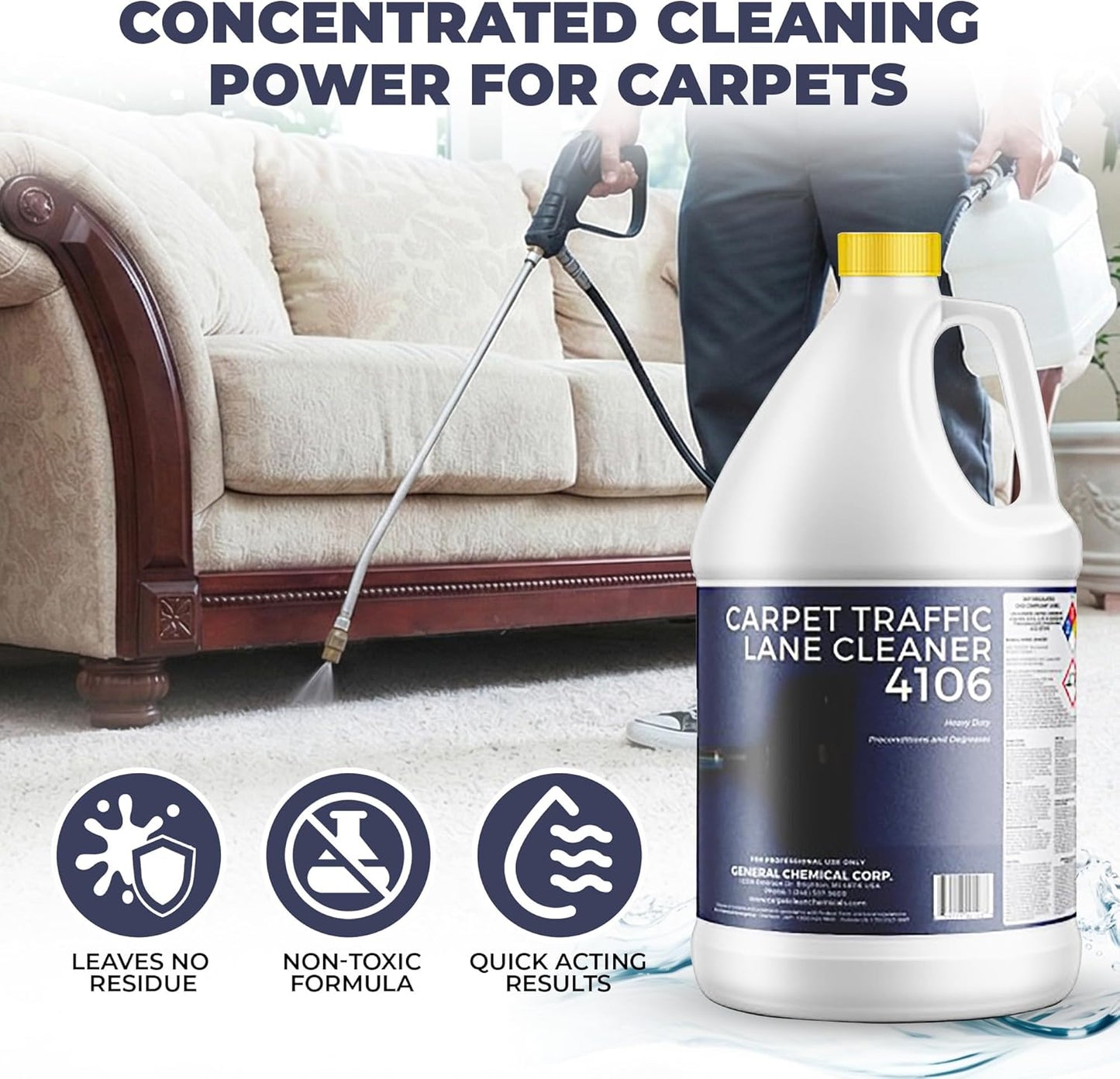 CarpetGeneral Carpet Traffic Cleaner 4106 - Restore Traffic Lanes on Carpet