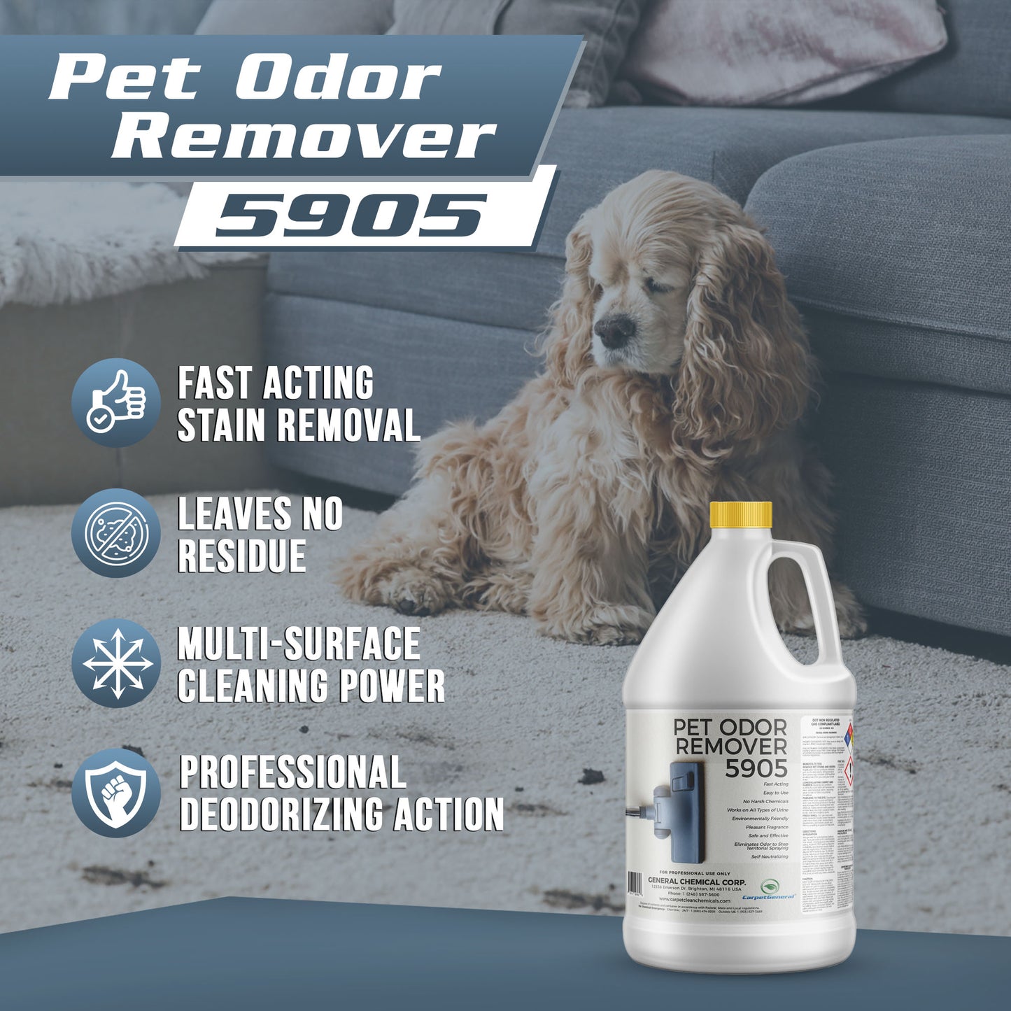 Pet Urine Smell and Odor Remover 5905 - Eliminate Organic Pet Odors