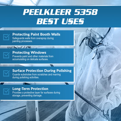 Peelkleer 5358 - Transparent Blue Strippable Protective Coating for Walls, Windows, and Lights