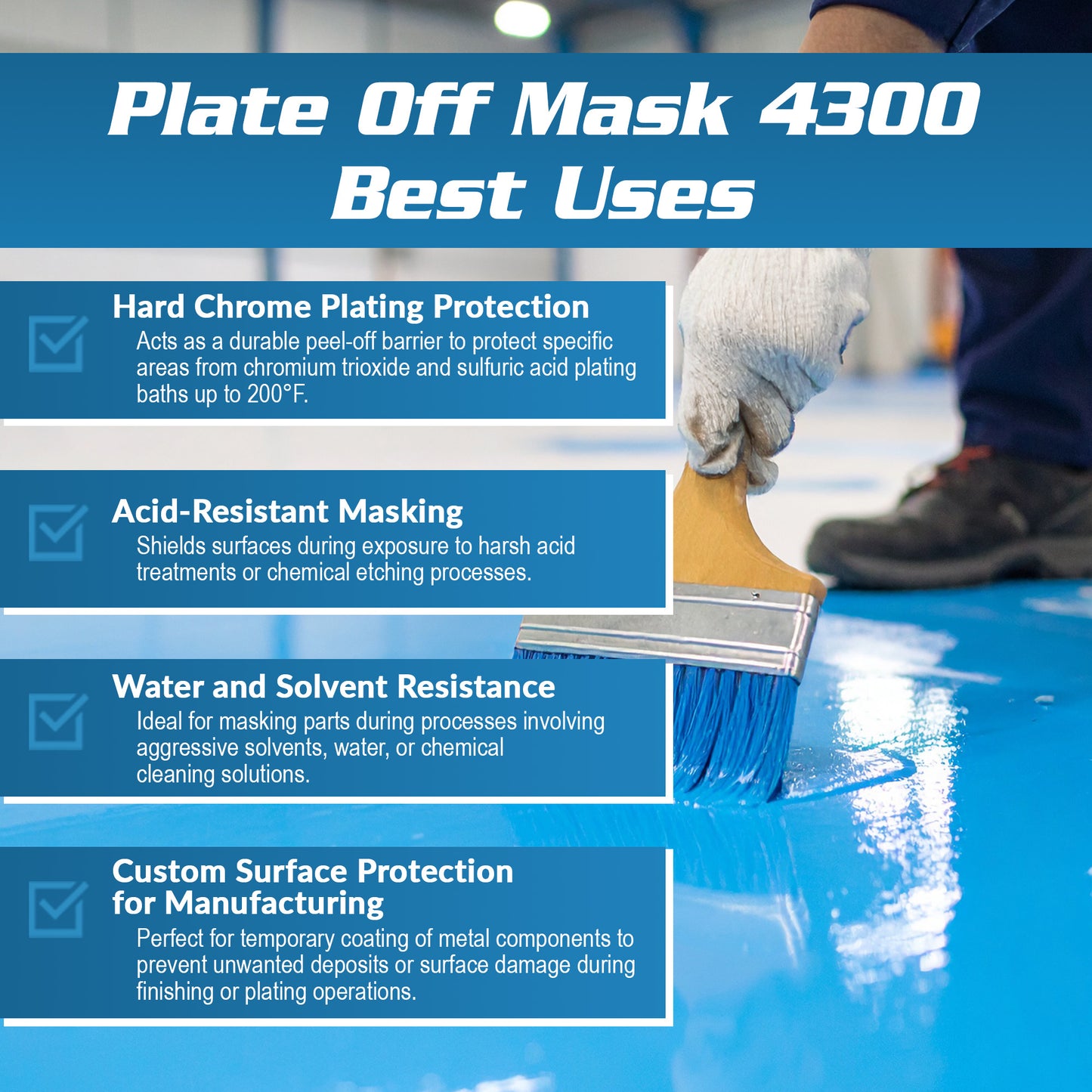 Plate Off Mask 4300 - Blue Strippable Water and Acid Resistant Coating
