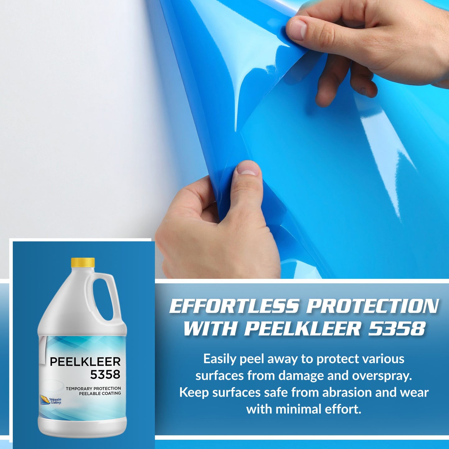 Peelkleer 5358 - Transparent Blue Strippable Protective Coating for Walls, Windows, and Lights