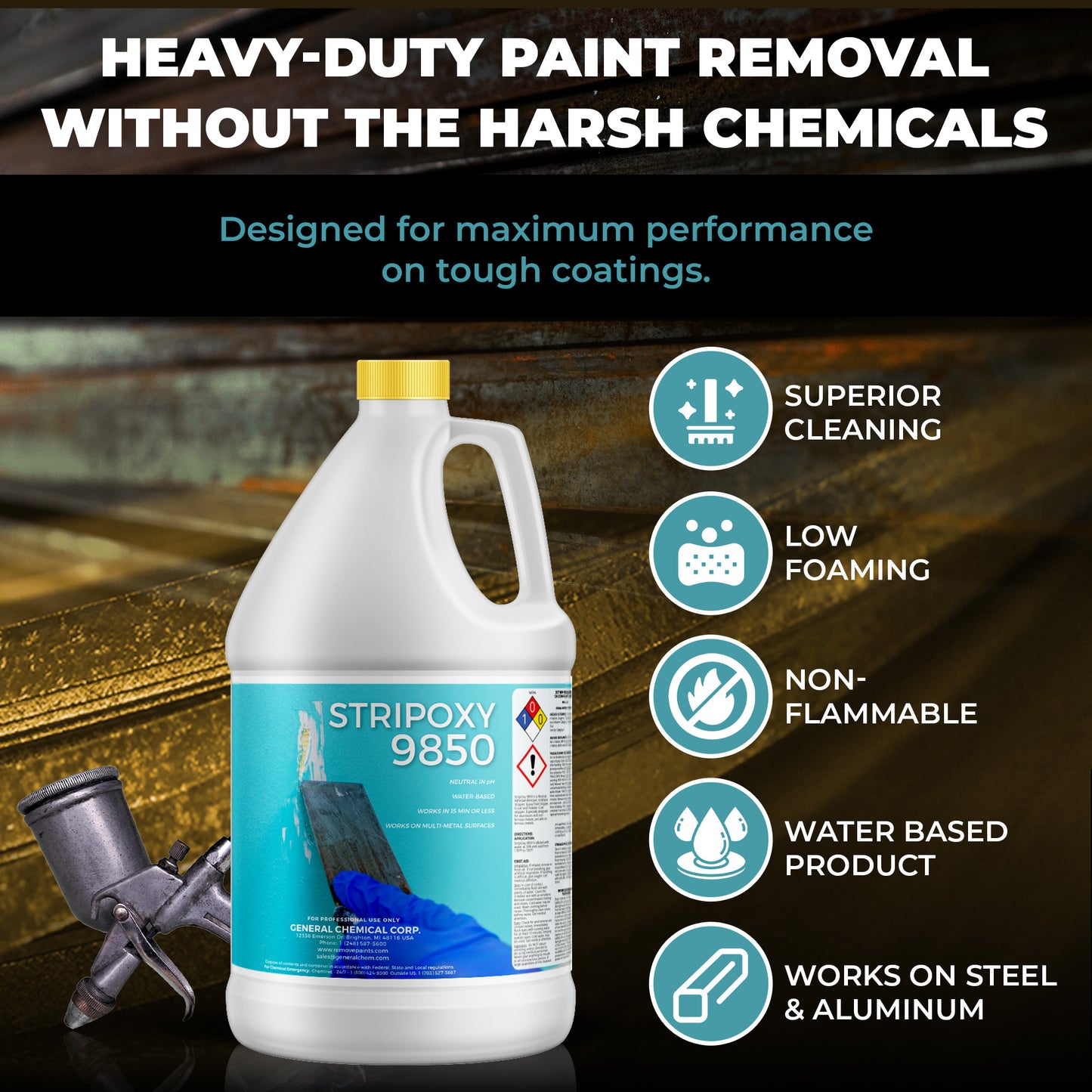 StripOxy 9850 - Water Based Paint Stripper For Soak Tank