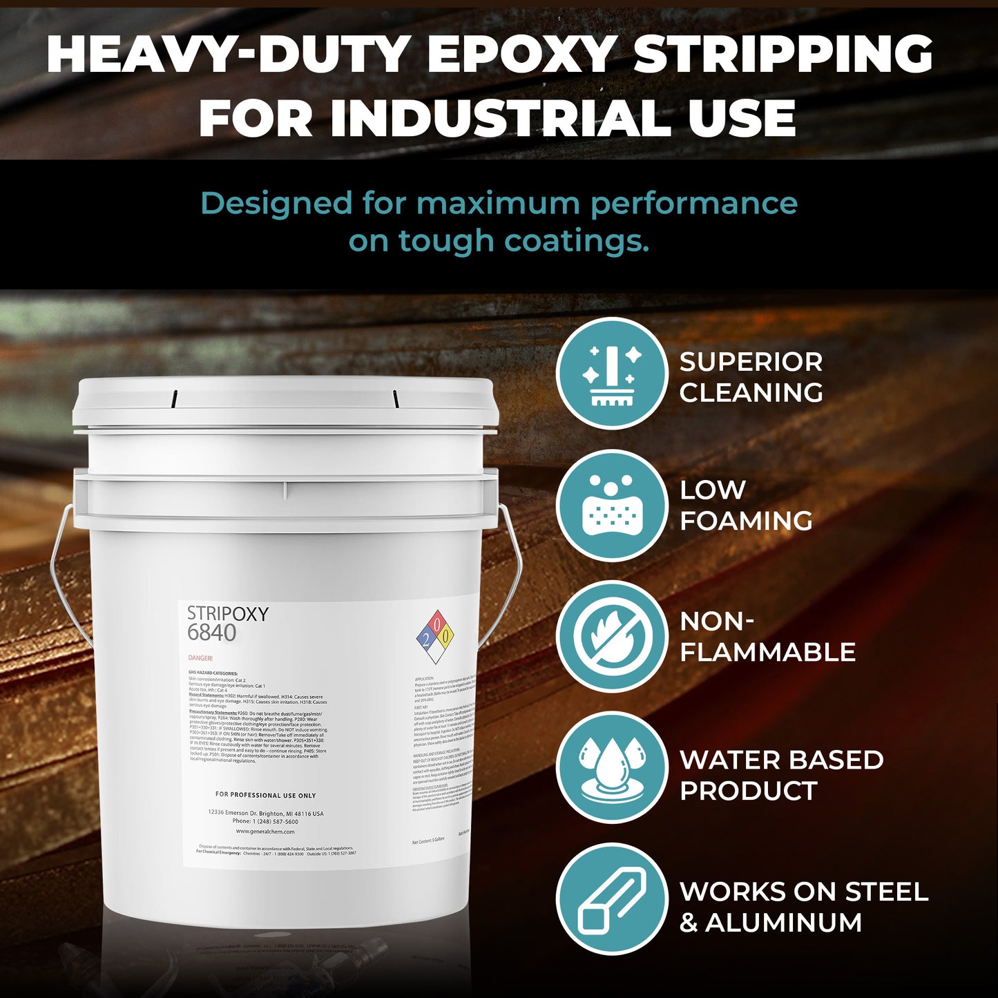 Stripoxy 6840 - Cured and Uncured Epoxy Paint Remover for Metal Surfaces