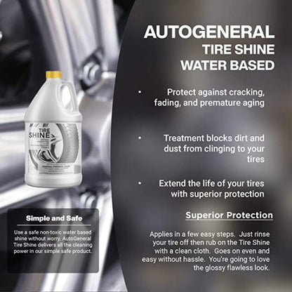 AutoGeneral Tire Shine - Water Based Non-Greasy Protection from Fading, Cracking and Sun